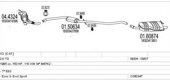 MTS C050347010225 Exhaust System